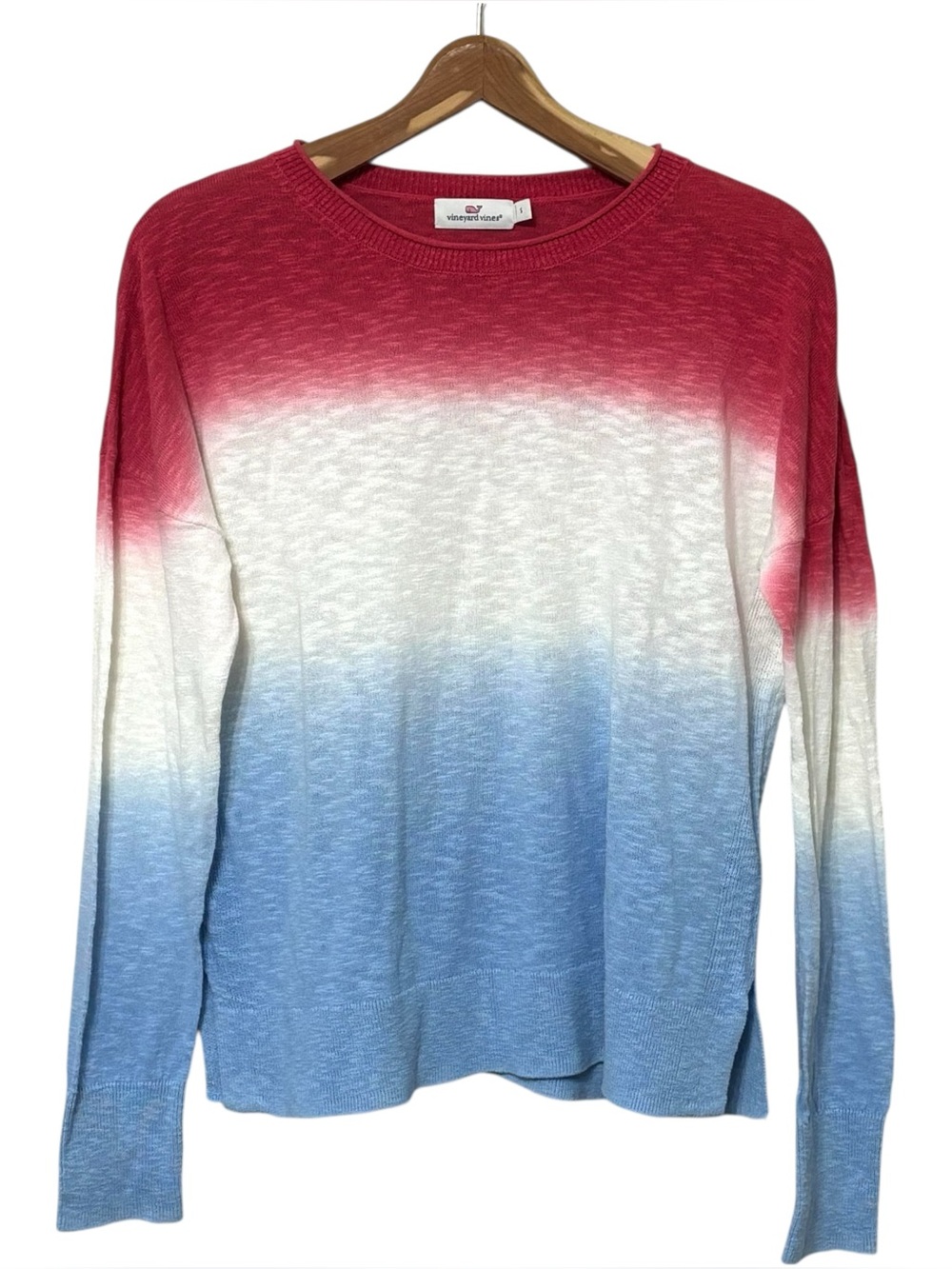 Vineyard Vines Ombre Patriotic Linen Sweater Red White Blue Womens Size Small - Picture 5 of 5